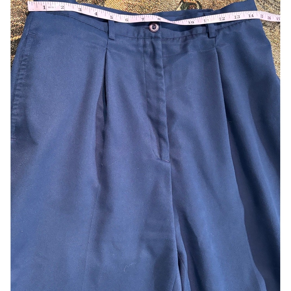 Palmland Club Womens‎ Navy Blue Pleated Cropped Trousers Pants Size 12 Vintage - Picture 2 of 5